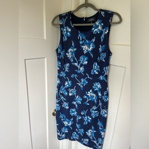 Lands’ end navy floral ponte sheath dress